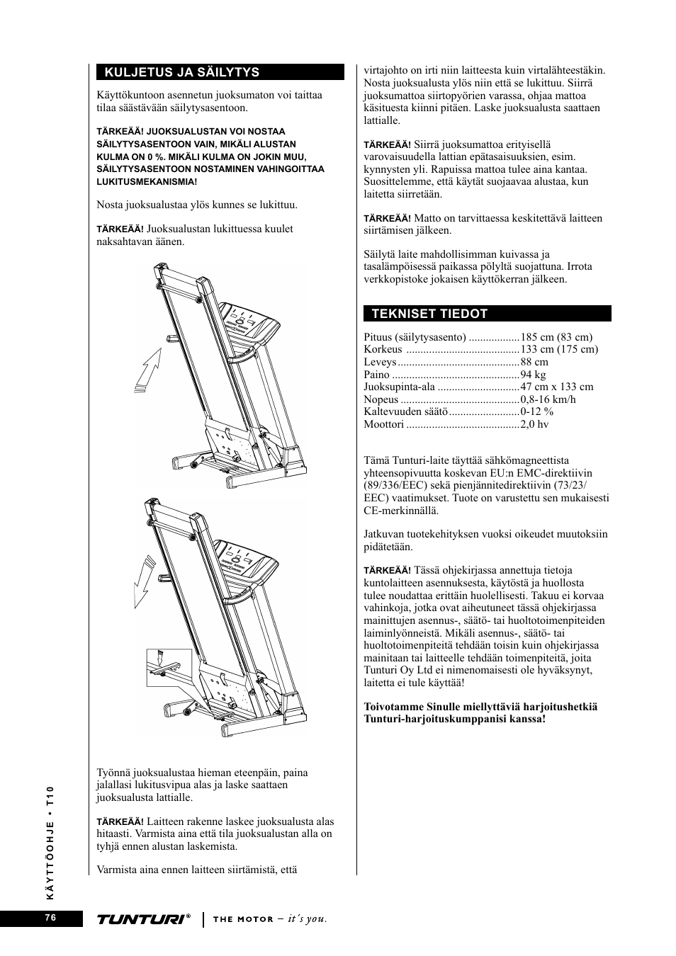 Tunturi Competence T10 User Manual | Page 76 / 84