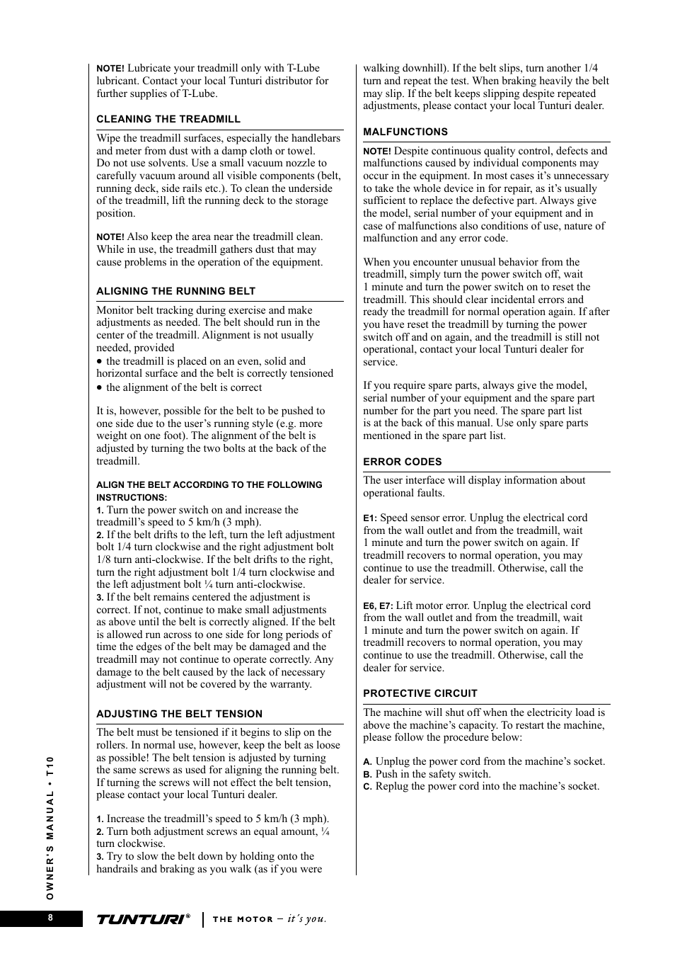 Tunturi Competence T10 User Manual | Page 8 / 84
