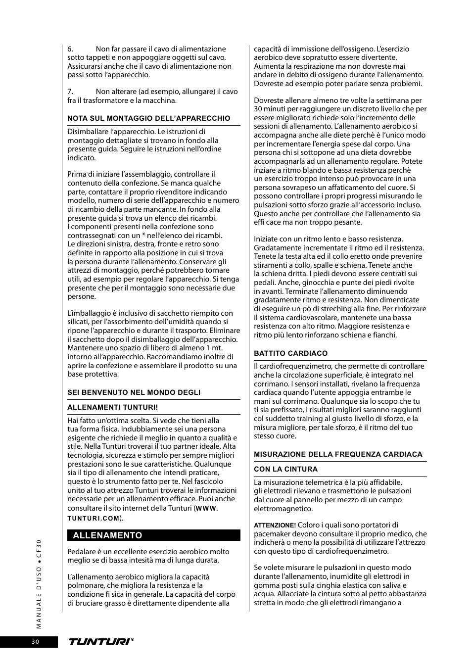 Tunturi CF30 User Manual | Page 30 / 60