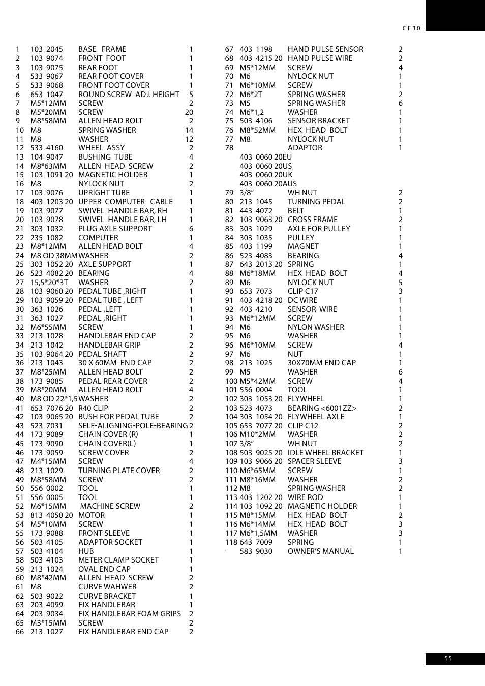 Tunturi CF30 User Manual | Page 55 / 60