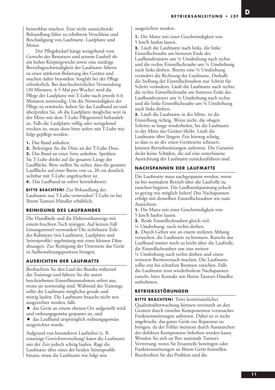 Tunturi J3F User Manual | Page 11 / 48