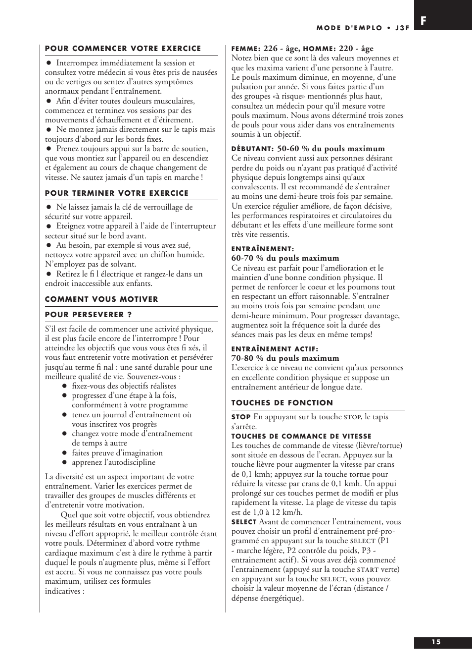 Tunturi J3F User Manual | Page 15 / 48