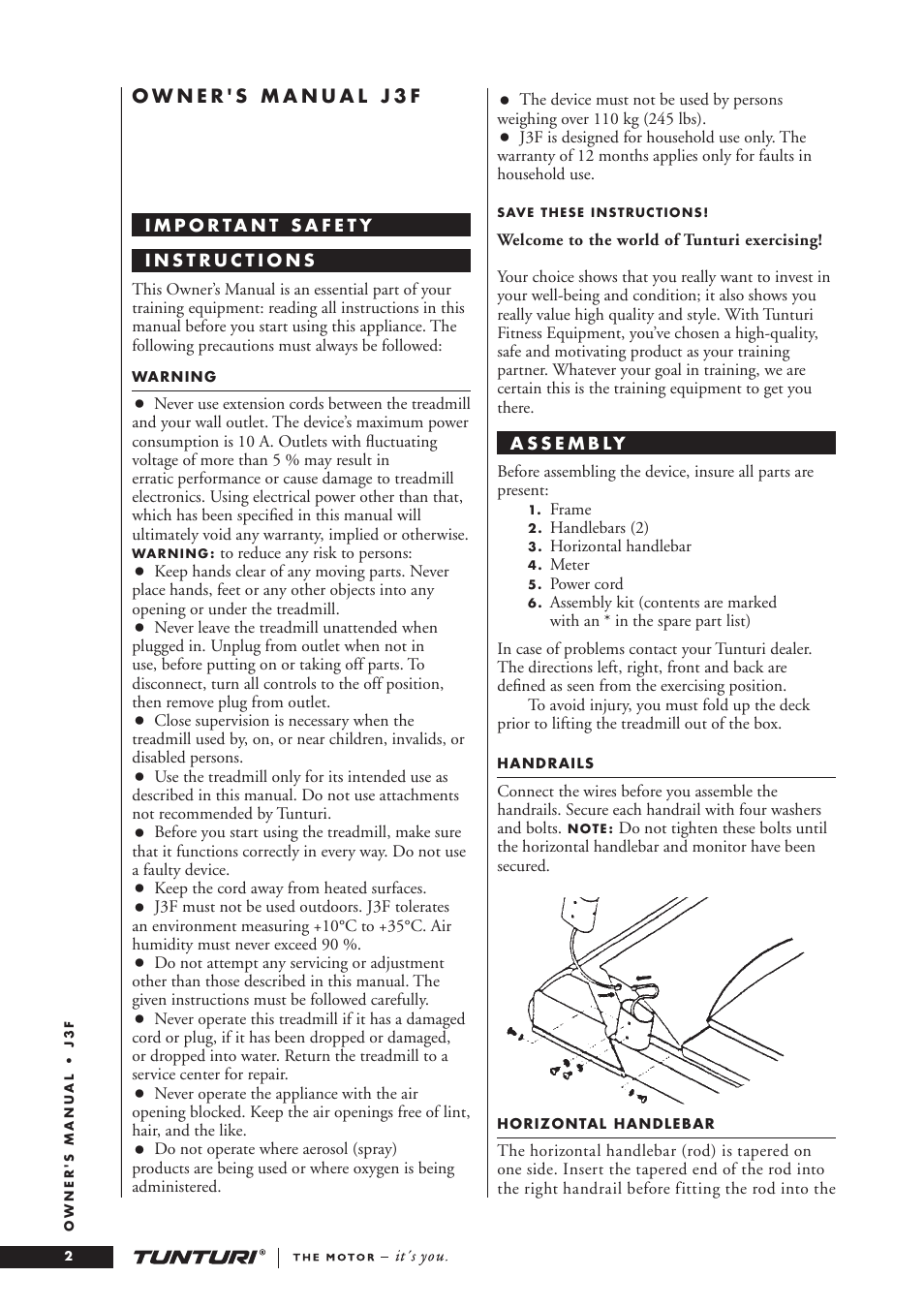 Tunturi J3F User Manual | Page 2 / 48