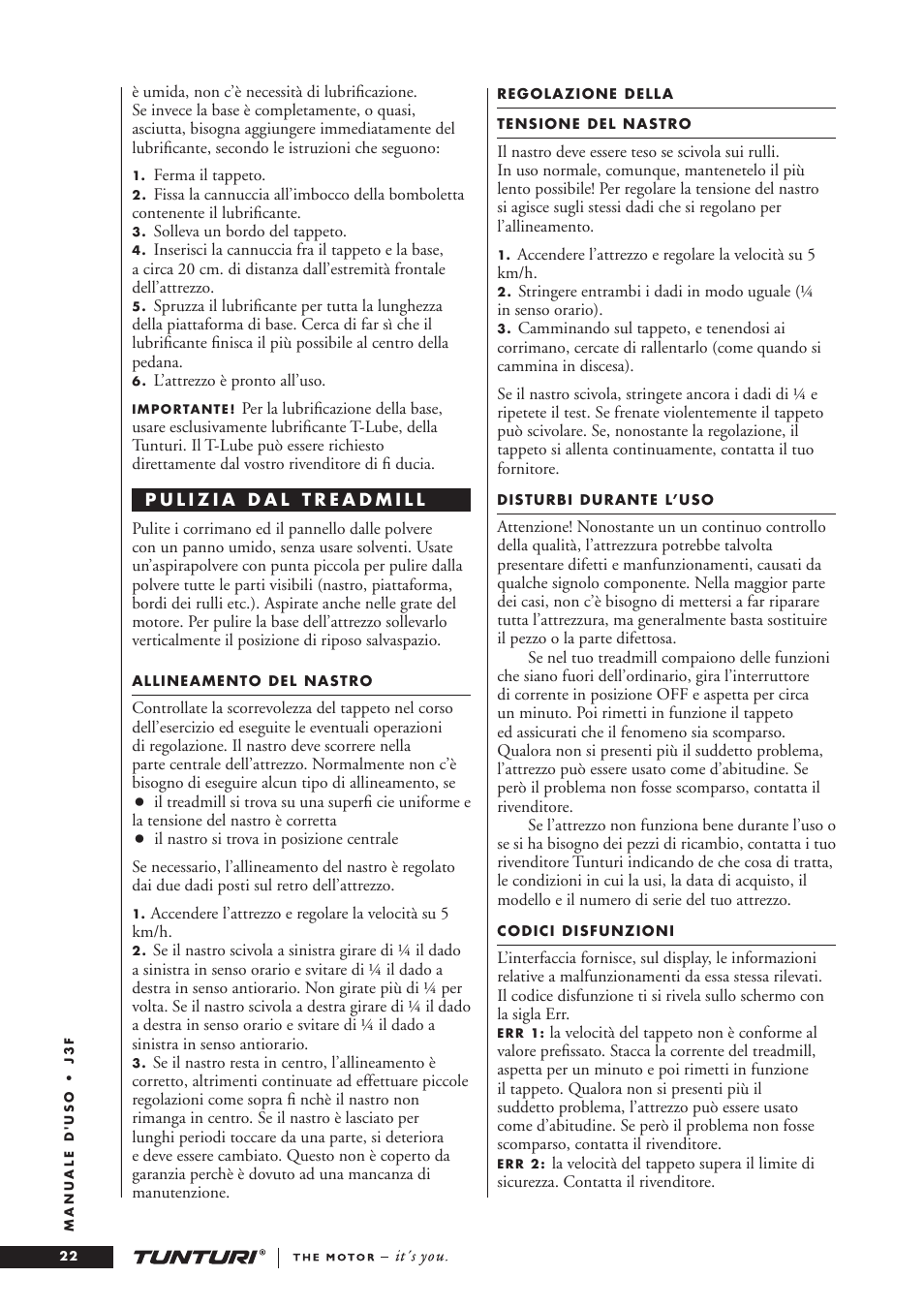 Tunturi J3F User Manual | Page 22 / 48