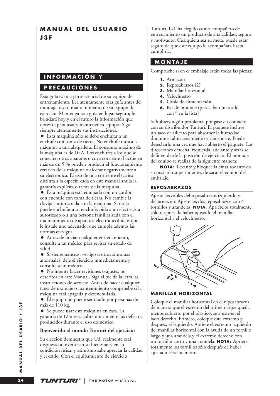 Tunturi J3F User Manual | Page 24 / 48