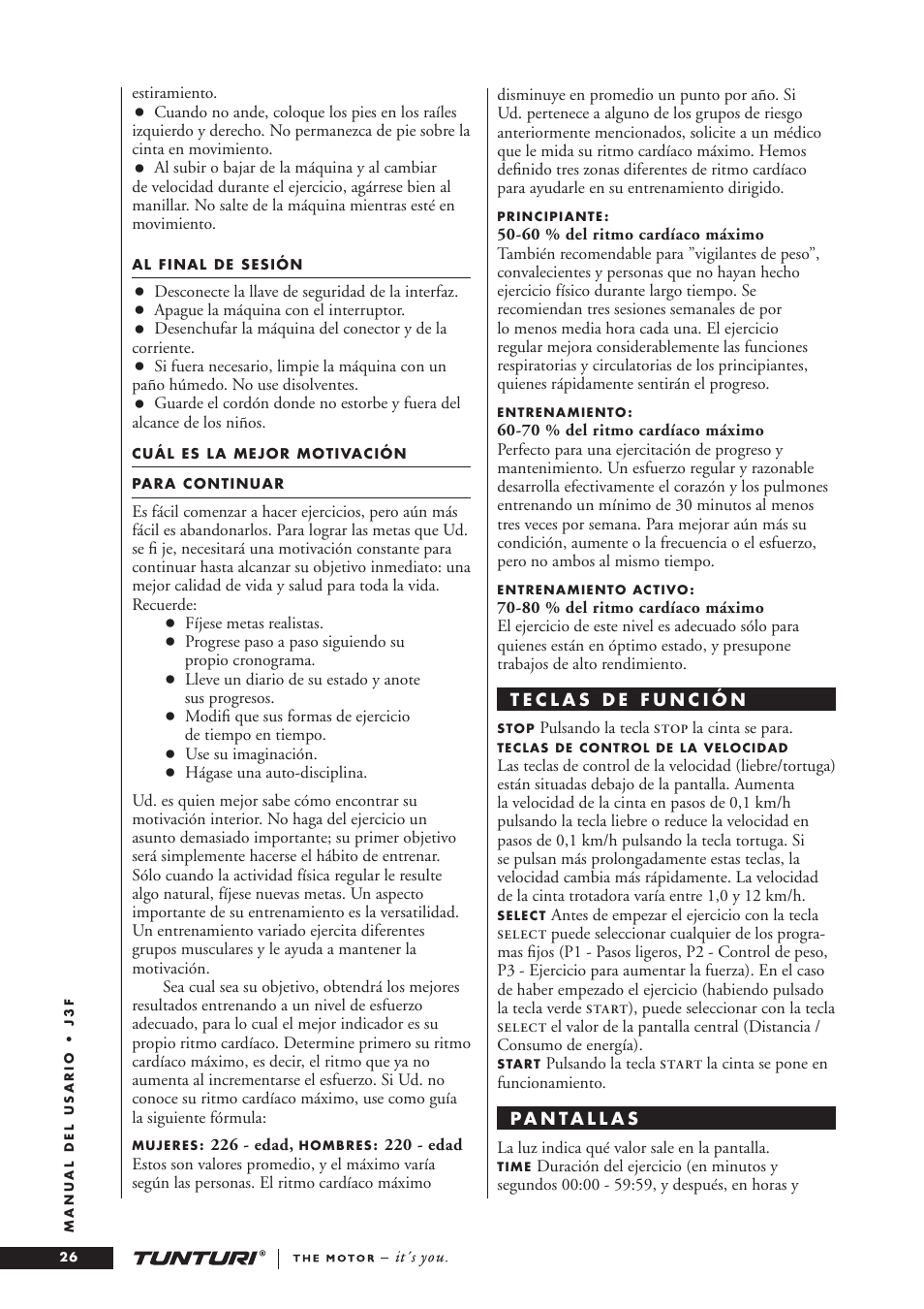 Tunturi J3F User Manual | Page 26 / 48