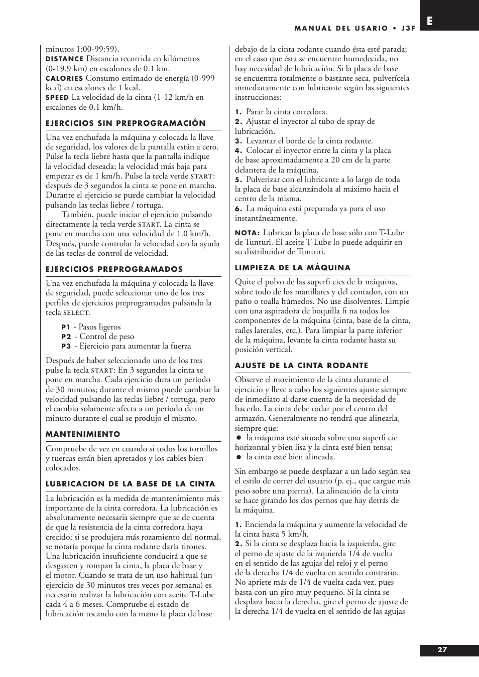 Tunturi J3F User Manual | Page 27 / 48