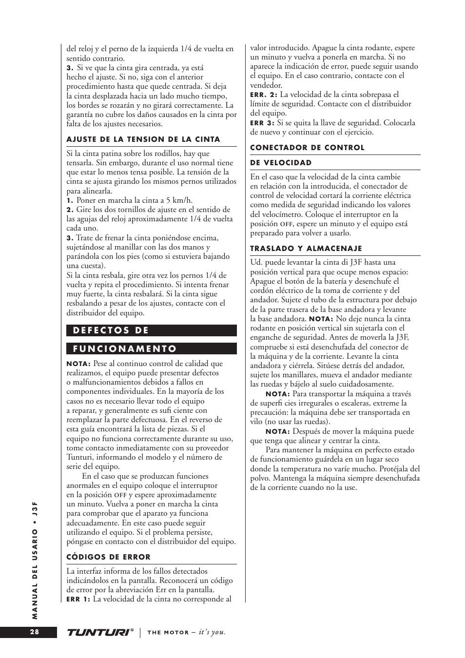 Tunturi J3F User Manual | Page 28 / 48