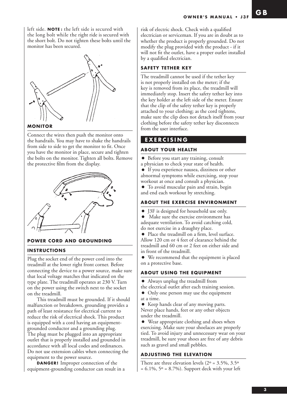 Tunturi J3F User Manual | Page 3 / 48