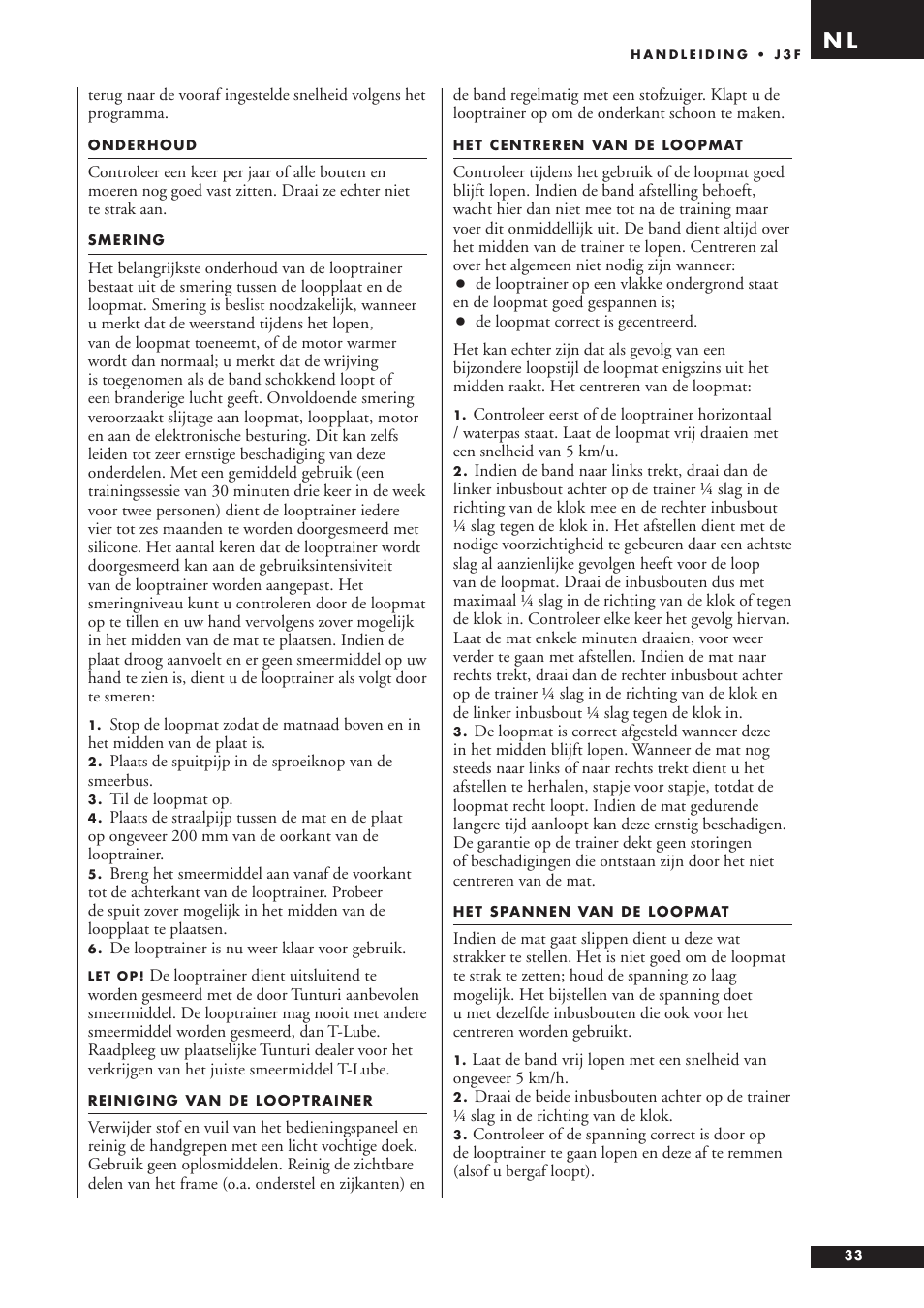 Tunturi J3F User Manual | Page 33 / 48