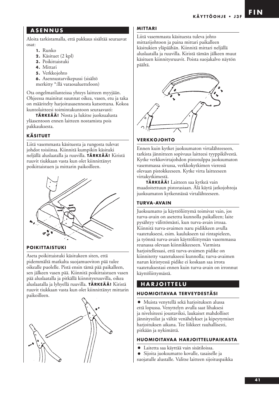 F i n | Tunturi J3F User Manual | Page 41 / 48