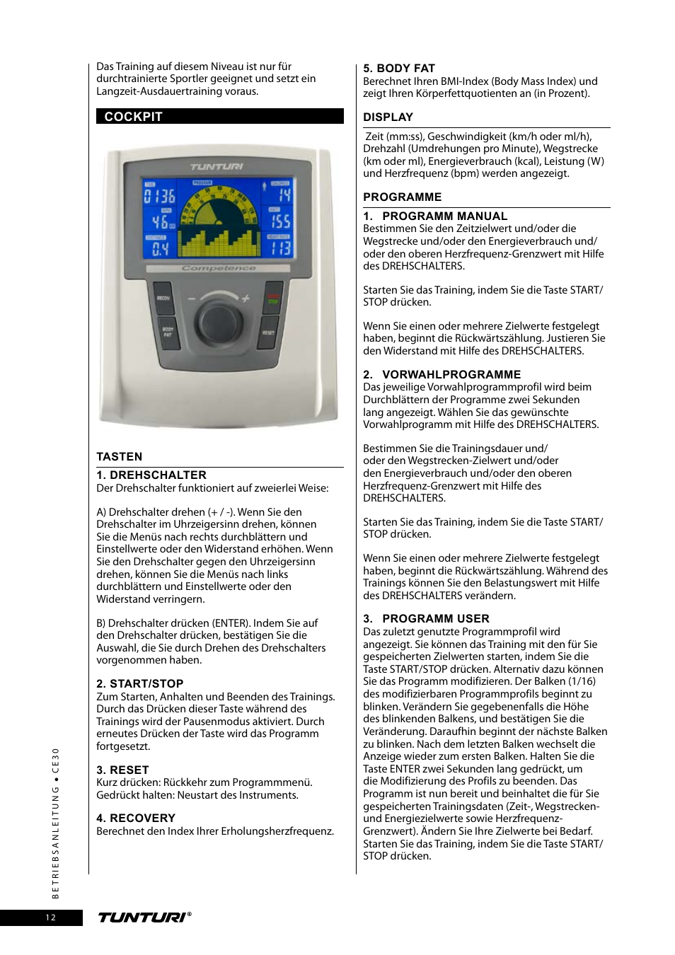 Tunturi CE30 User Manual | Page 12 / 60