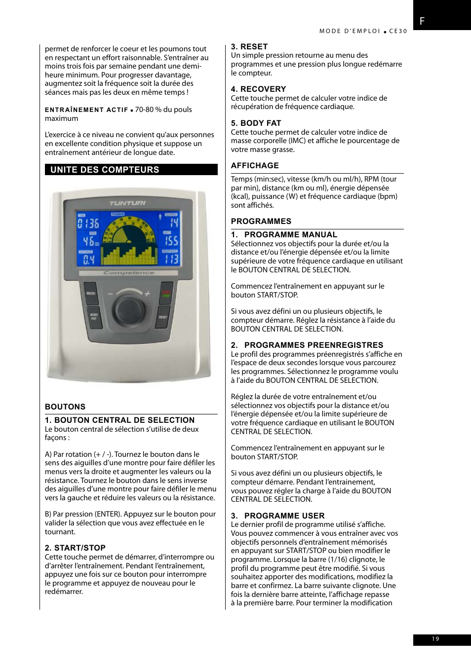 Tunturi CE30 User Manual | Page 19 / 60