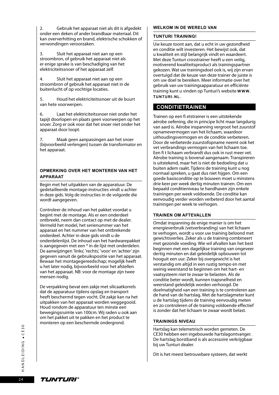 Tunturi CE30 User Manual | Page 24 / 60