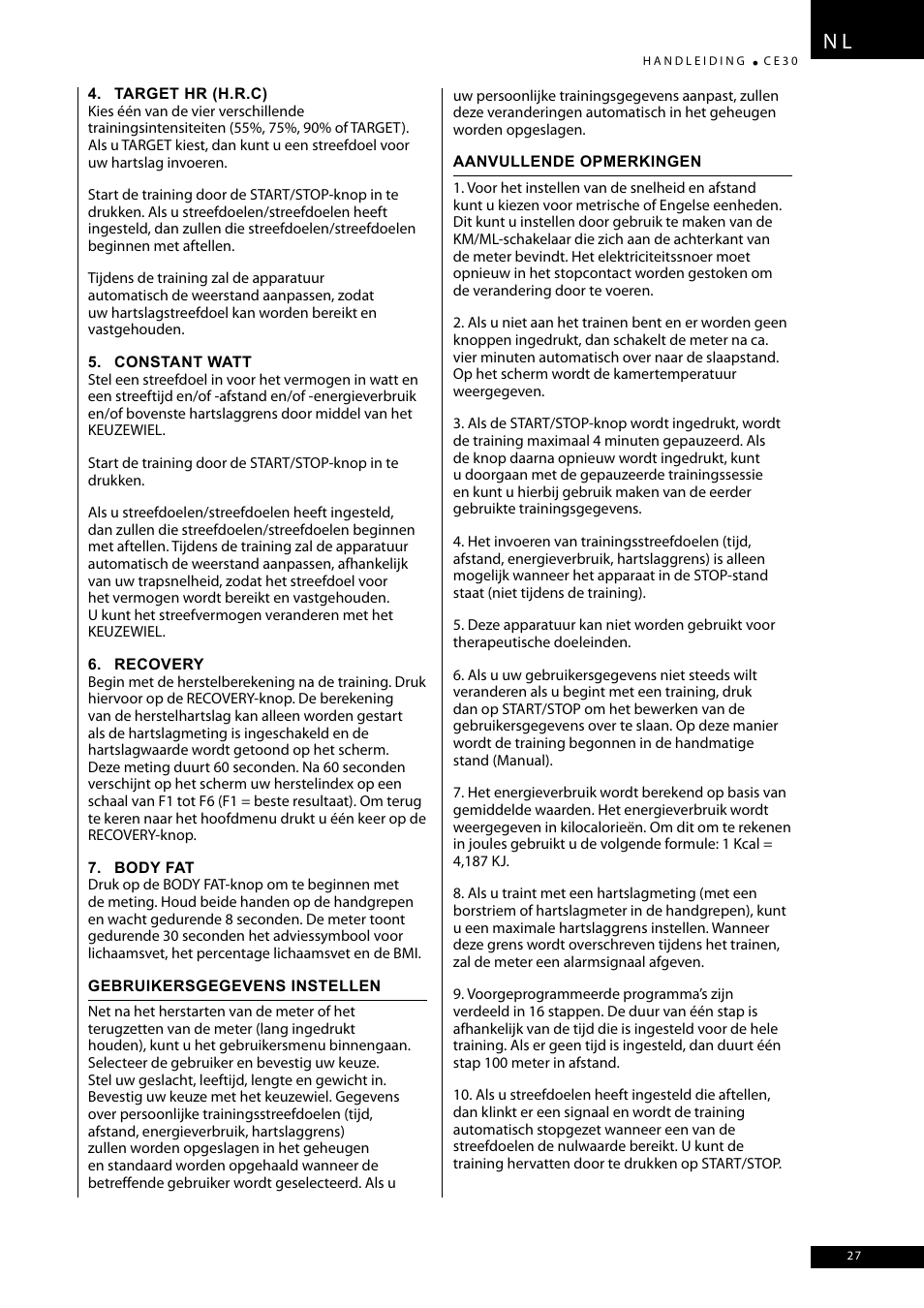 Tunturi CE30 User Manual | Page 27 / 60
