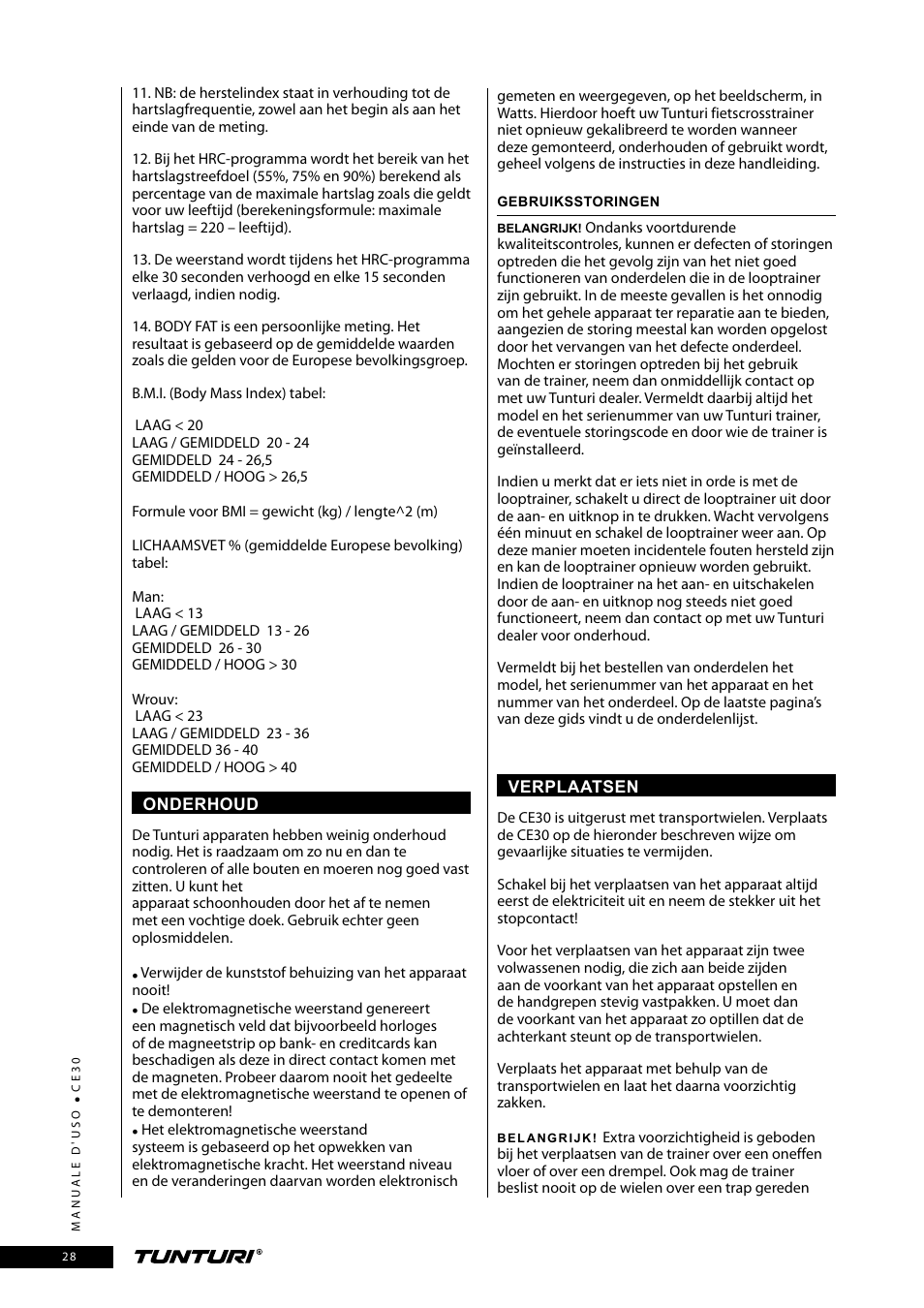 Tunturi CE30 User Manual | Page 28 / 60