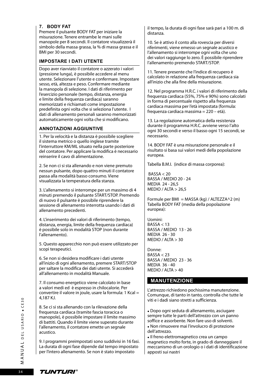Tunturi CE30 User Manual | Page 34 / 60