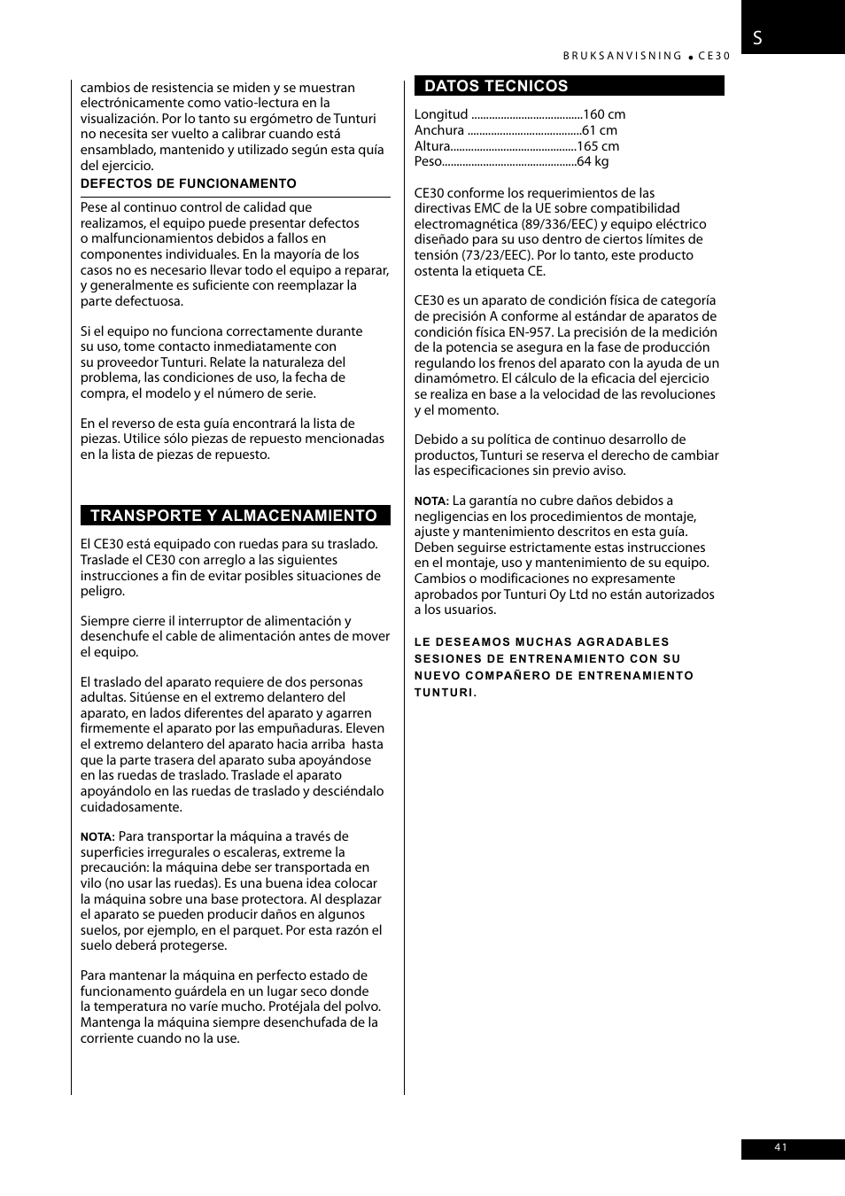 Tunturi CE30 User Manual | Page 41 / 60
