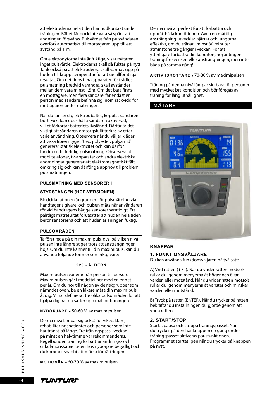 Tunturi CE30 User Manual | Page 44 / 60