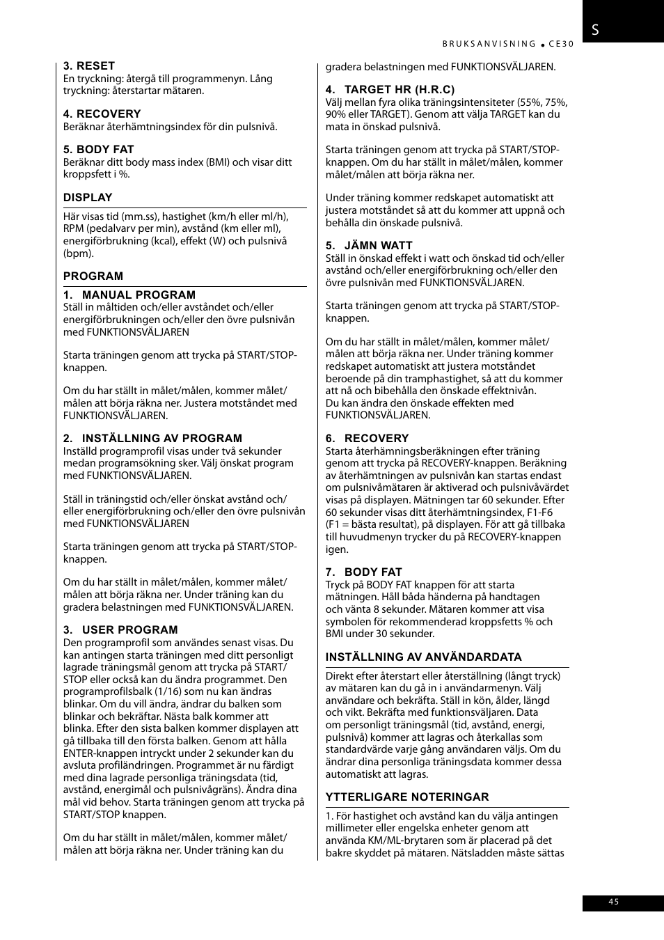 Tunturi CE30 User Manual | Page 45 / 60