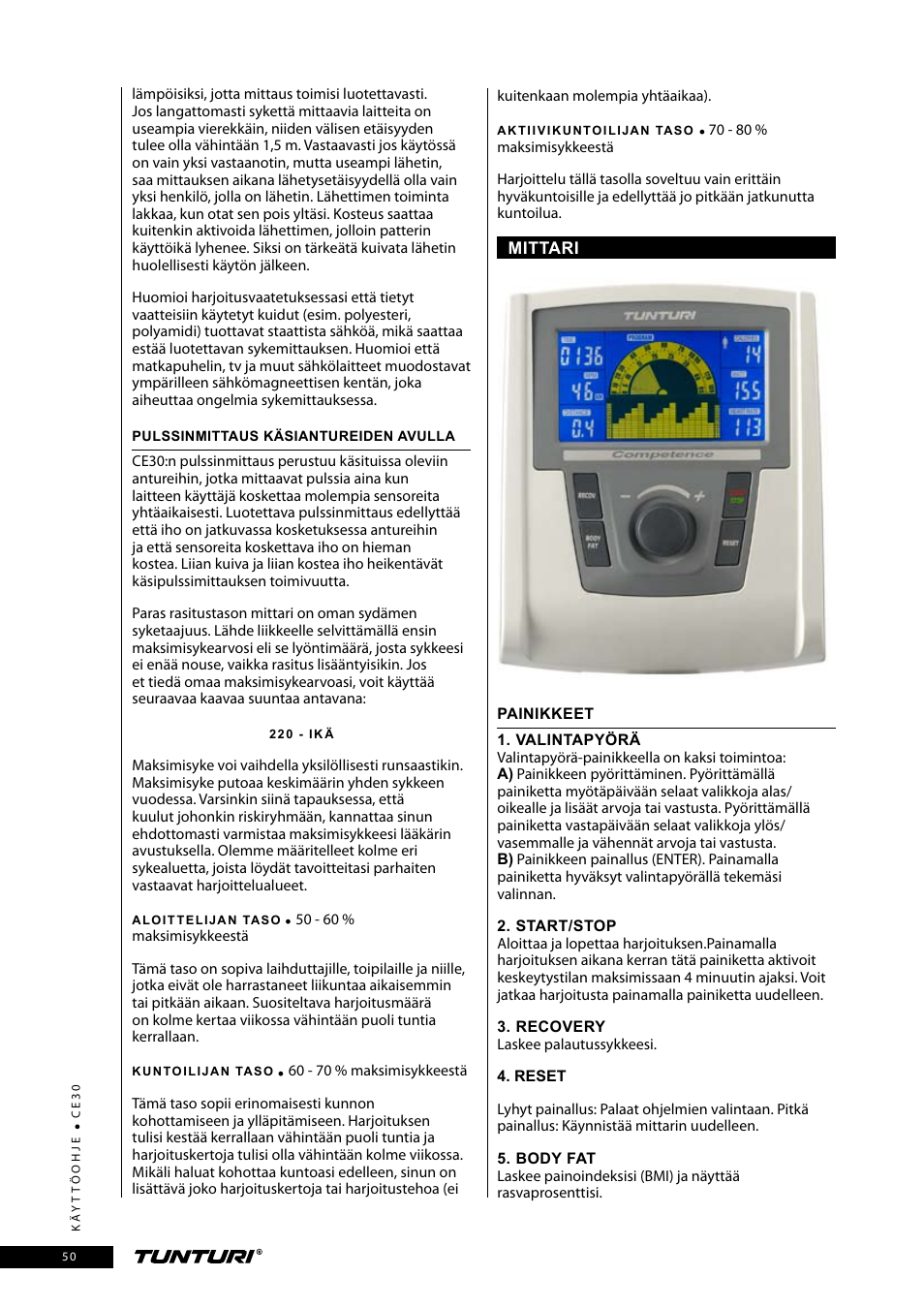 Tunturi CE30 User Manual | Page 50 / 60