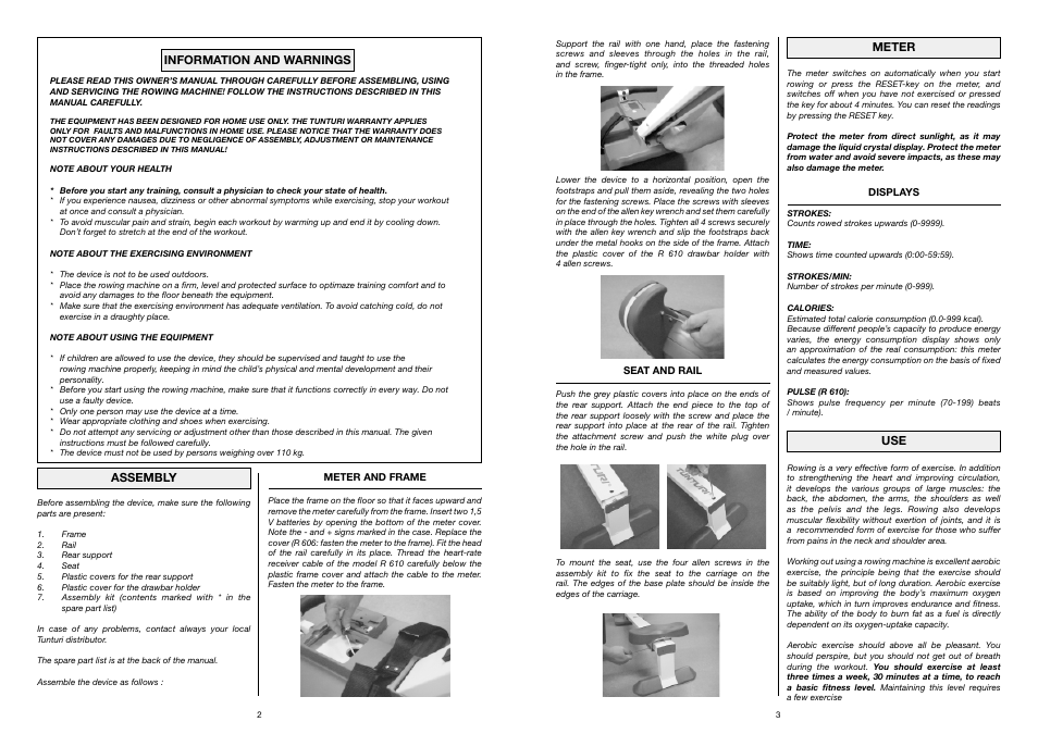 Tunturi Continuous Rowing Machine R 606 User Manual | Page 2 / 7