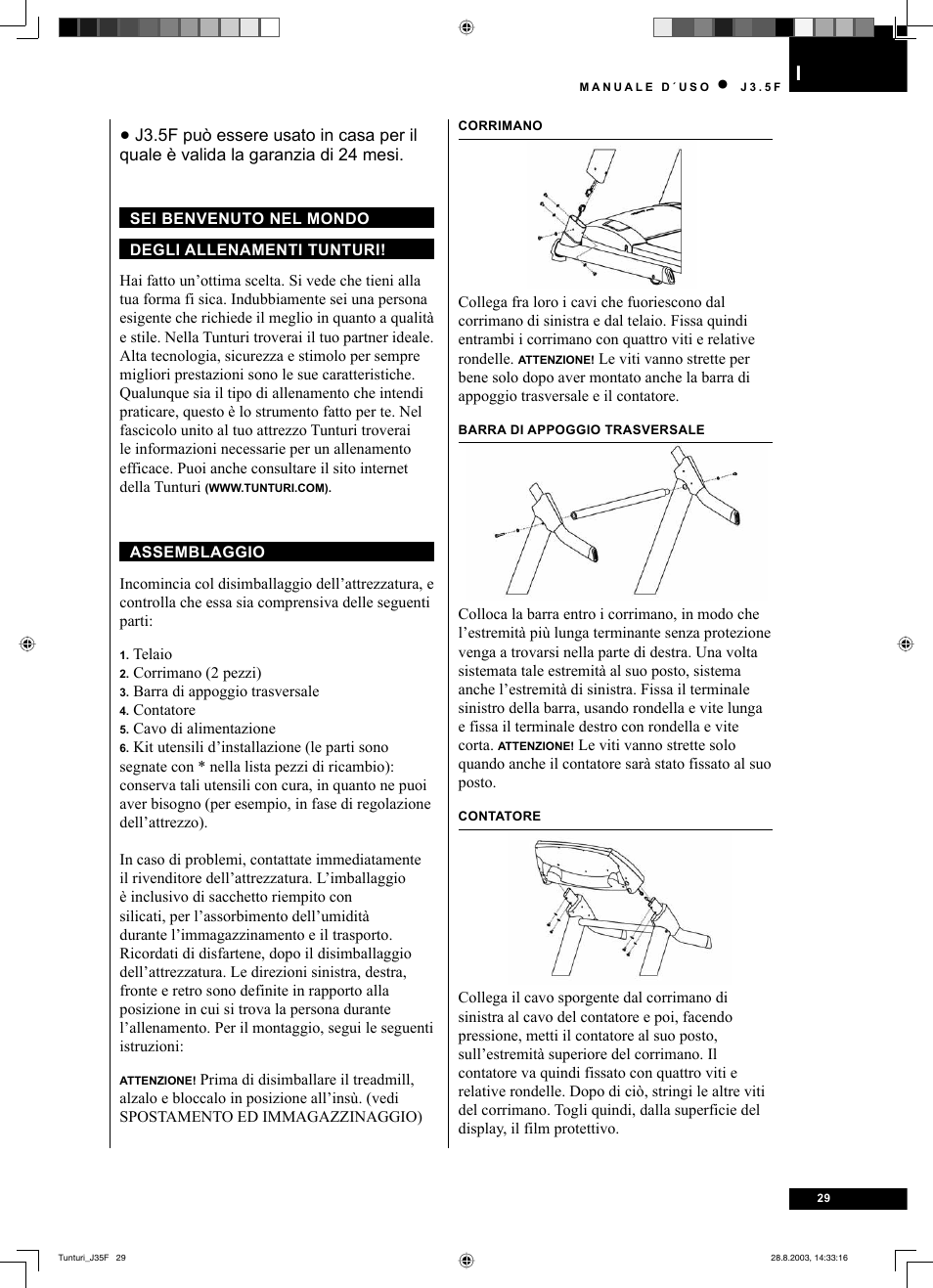 Tunturi J3.5F User Manual | Page 29 / 72