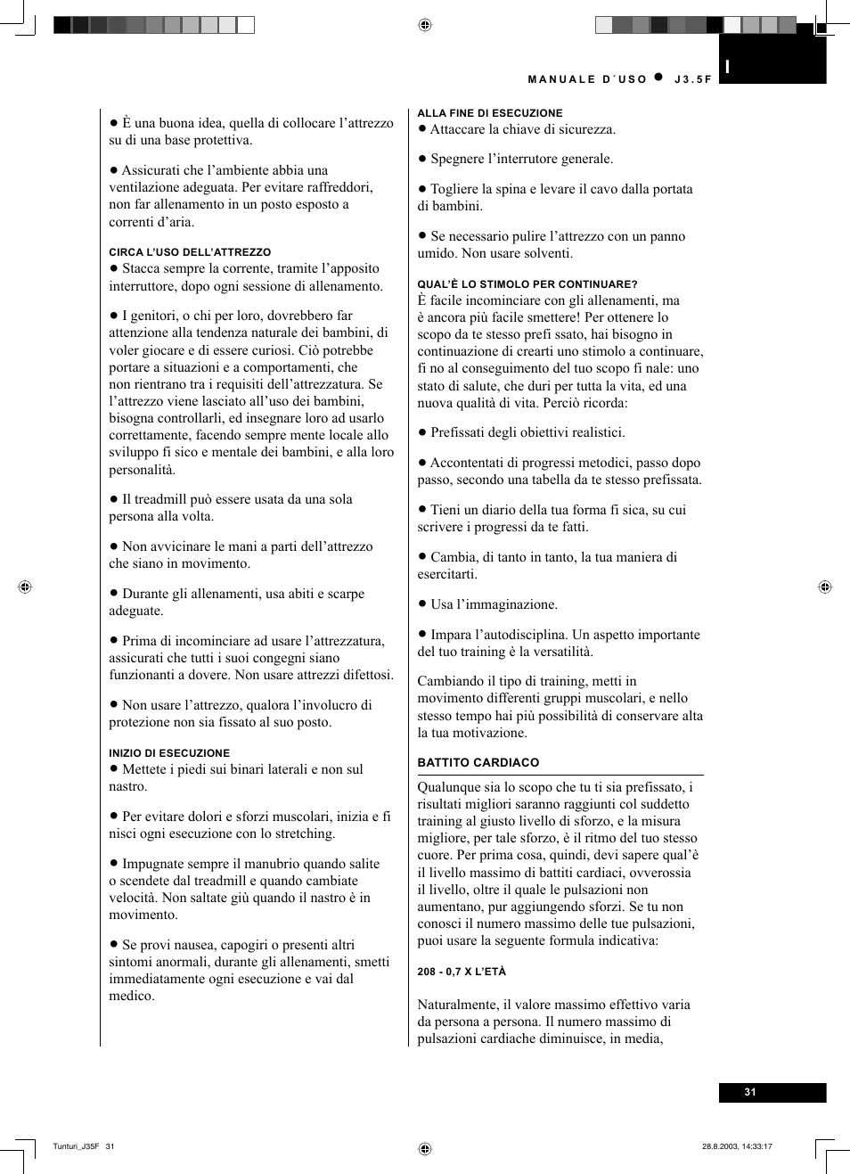 Tunturi J3.5F User Manual | Page 31 / 72