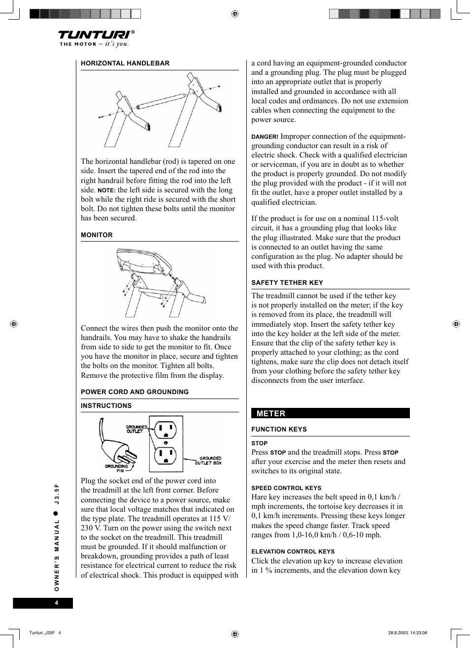 Tunturi J3.5F User Manual | Page 4 / 72