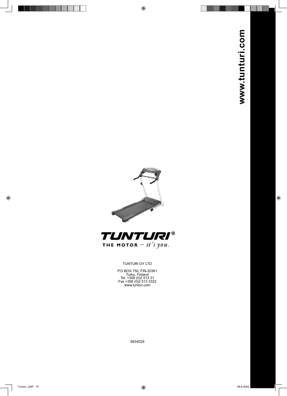 Tunturi J3.5F User Manual | Page 72 / 72