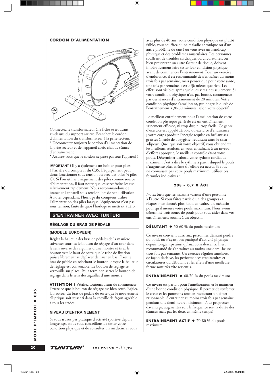 Tunturi C35 User Manual | Page 20 / 68