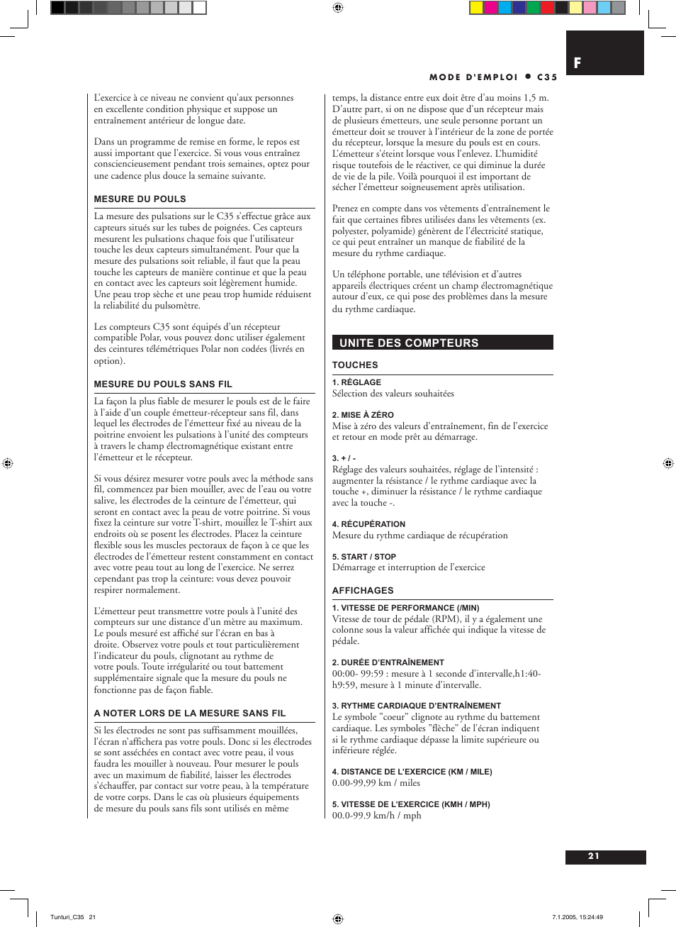 Tunturi C35 User Manual | Page 21 / 68