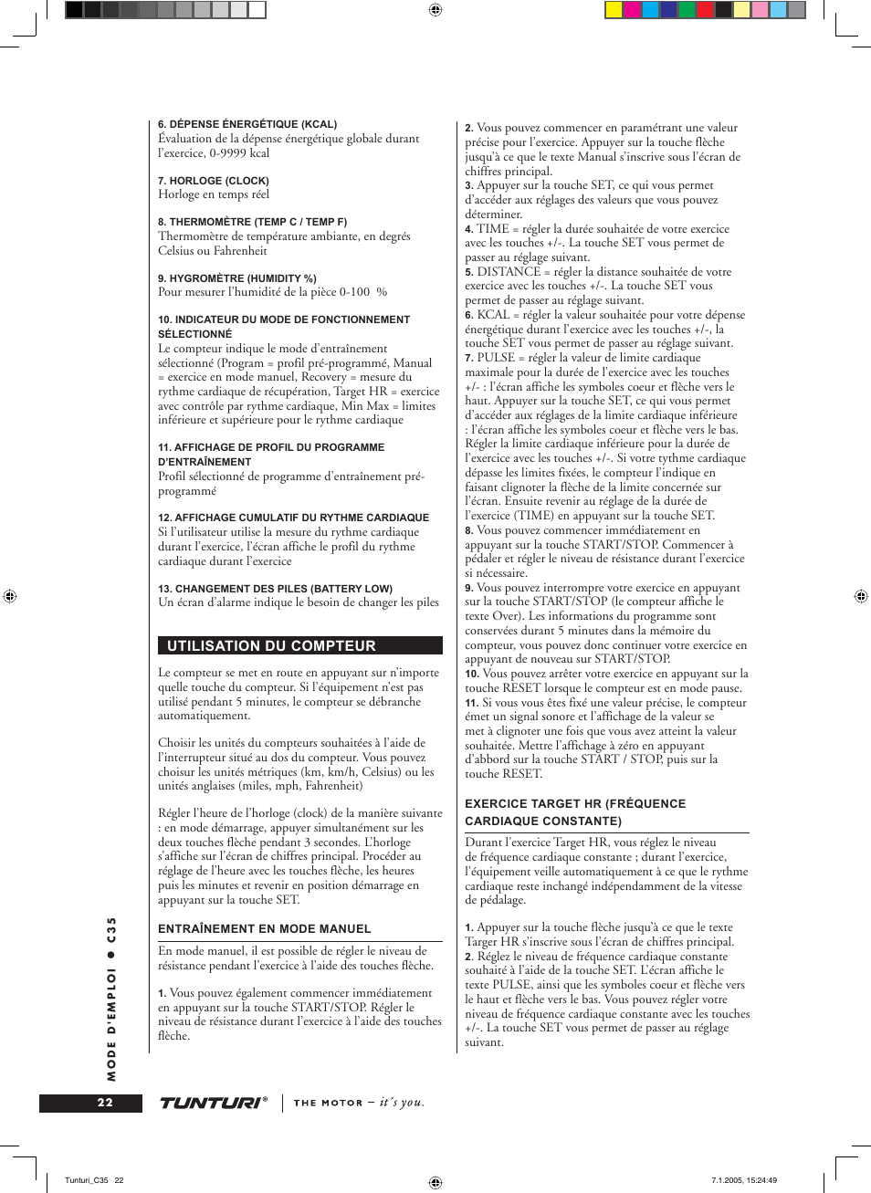 Tunturi C35 User Manual | Page 22 / 68