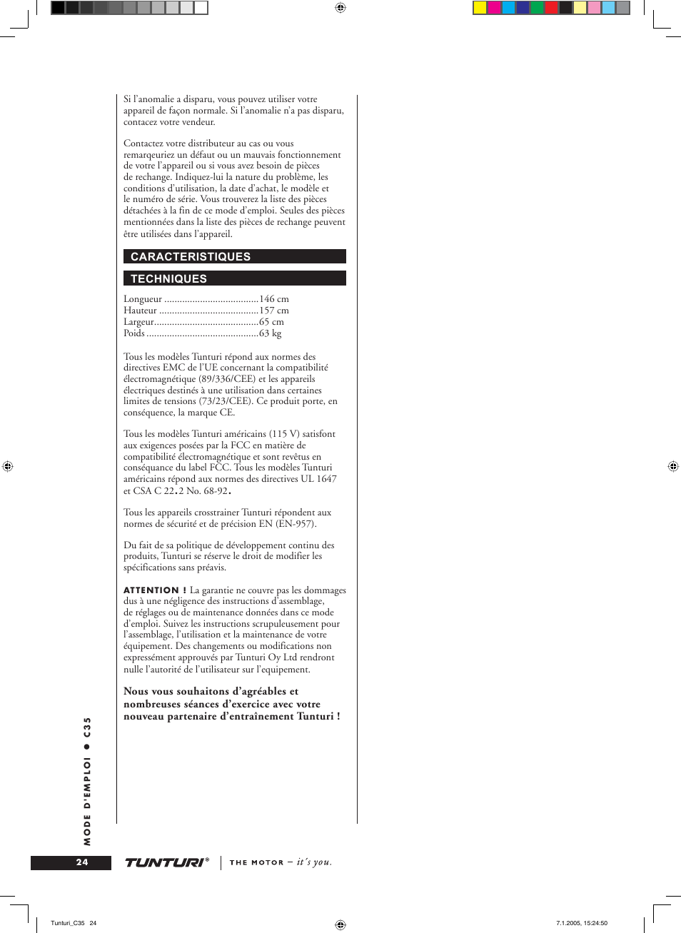 Tunturi C35 User Manual | Page 24 / 68