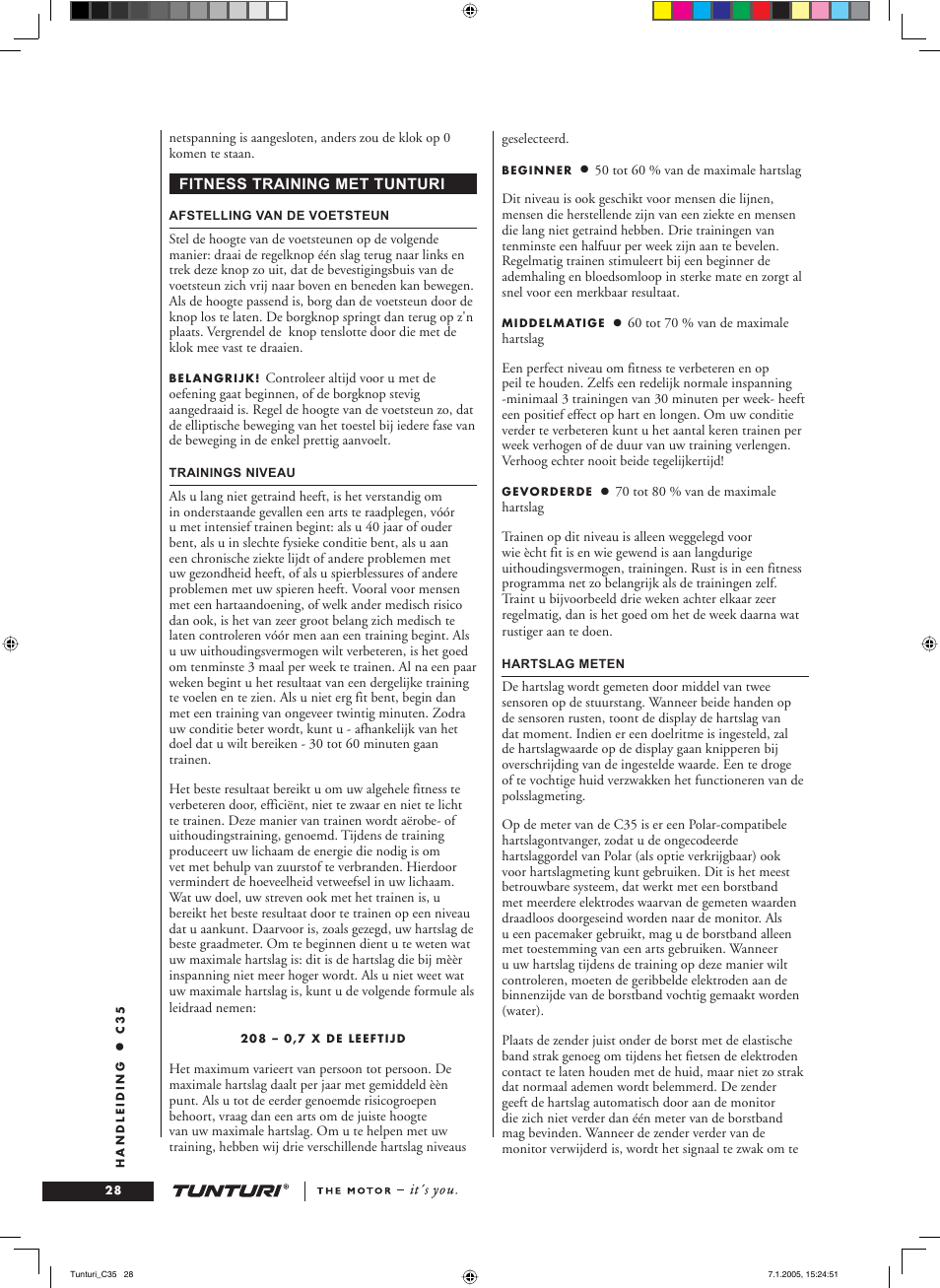 Tunturi C35 User Manual | Page 28 / 68