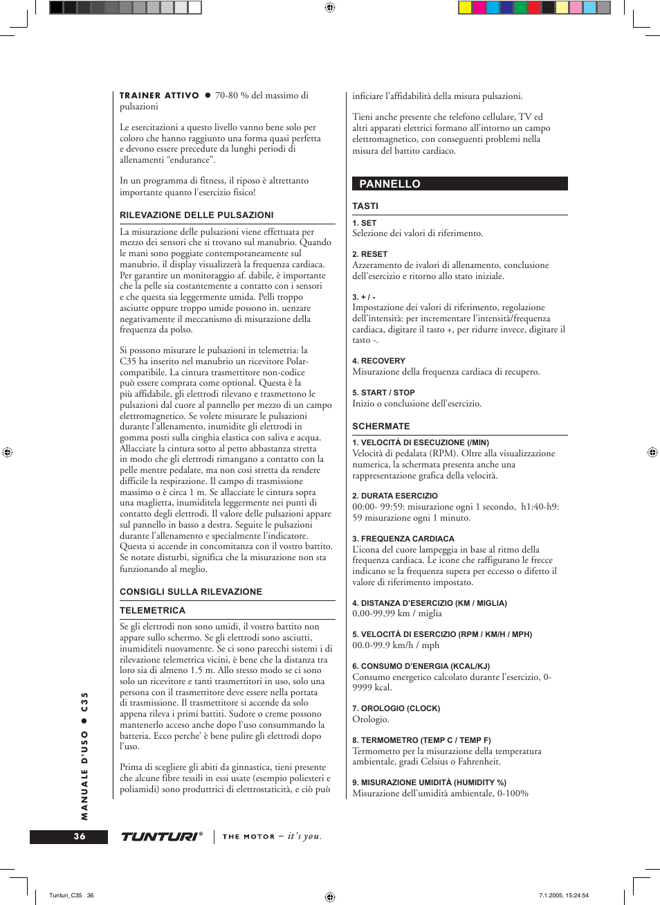 Tunturi C35 User Manual | Page 36 / 68