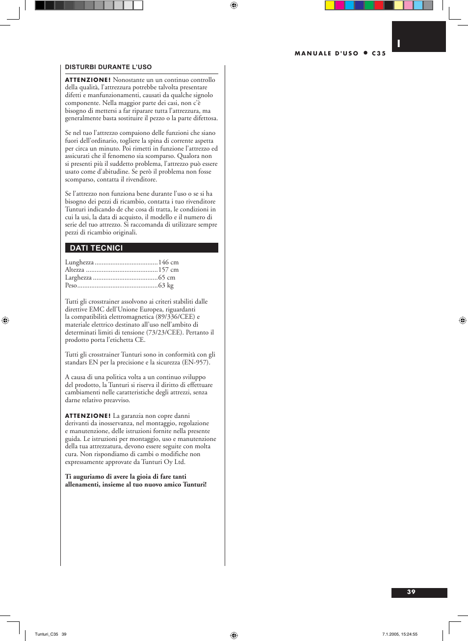 Tunturi C35 User Manual | Page 39 / 68