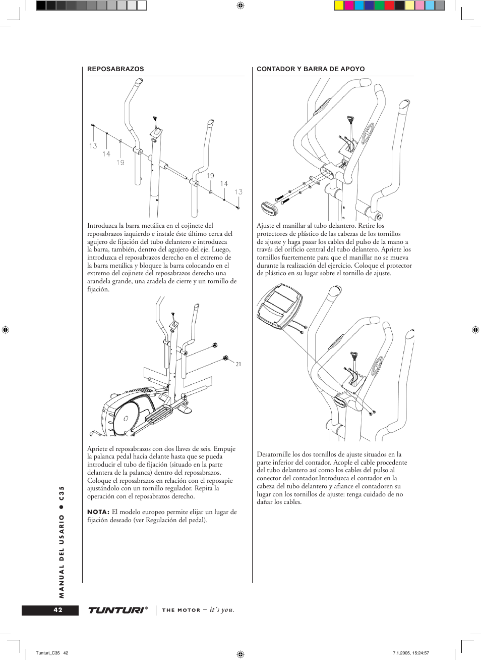 Tunturi C35 User Manual | Page 42 / 68