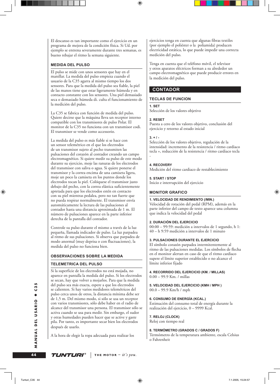 Tunturi C35 User Manual | Page 44 / 68