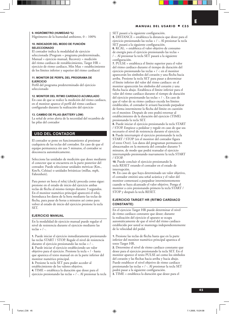 Tunturi C35 User Manual | Page 45 / 68