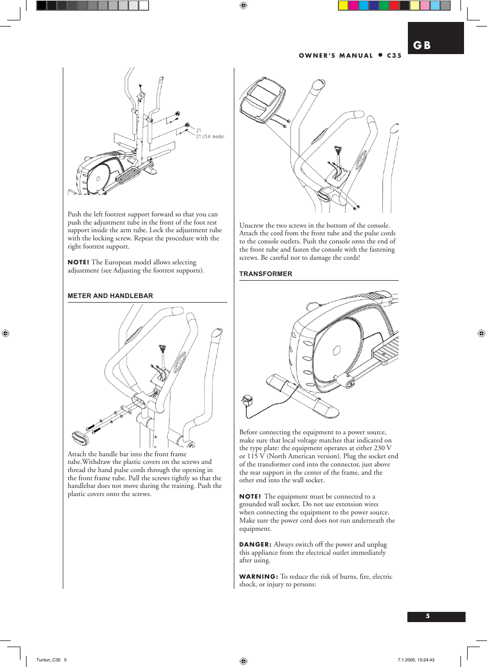 Tunturi C35 User Manual | Page 5 / 68