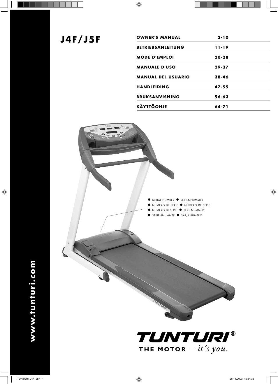 Tunturi J5F User Manual | 16 pages
