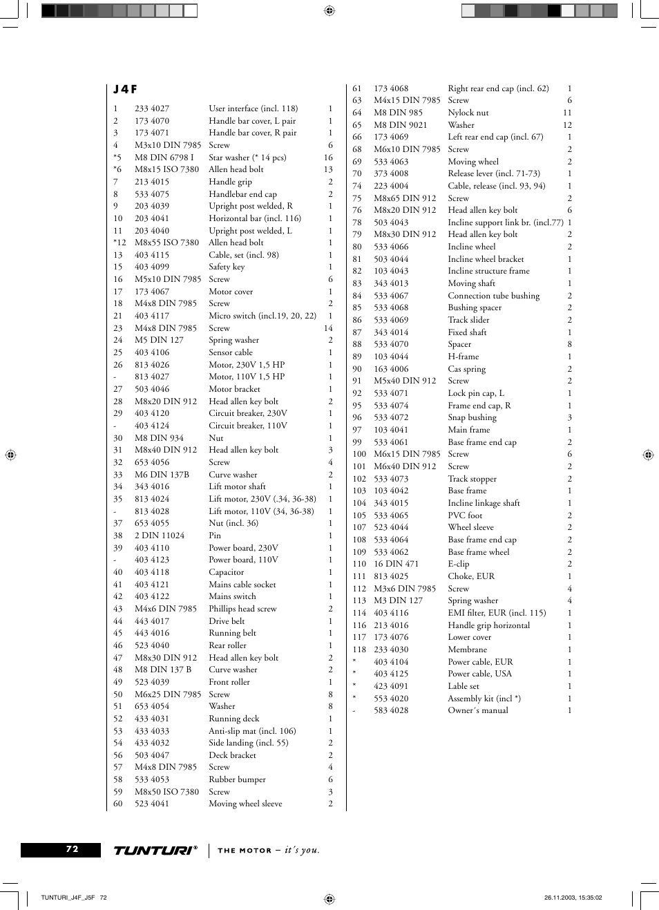 Tunturi J5F User Manual | Page 11 / 16