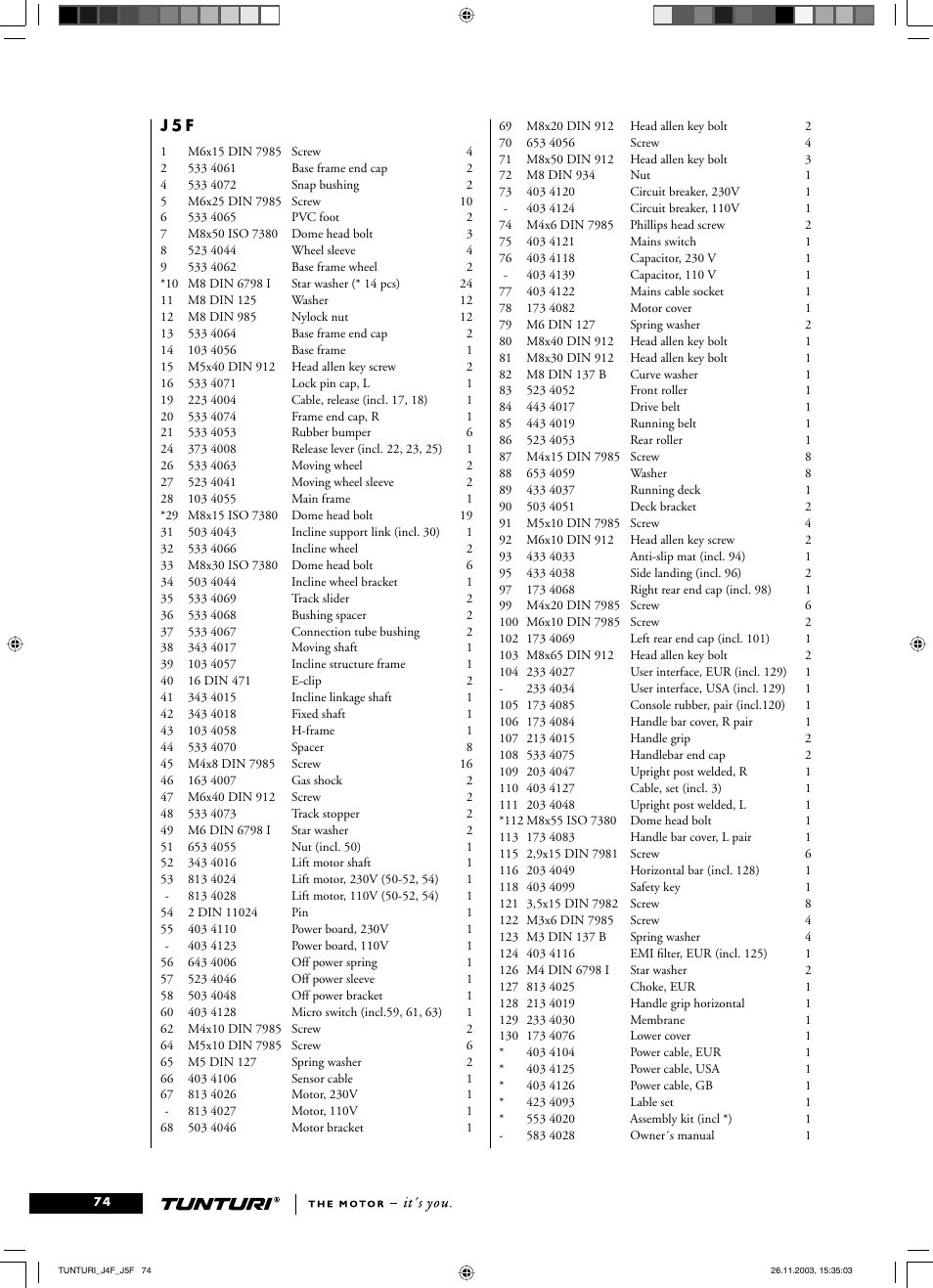 Tunturi J5F User Manual | Page 13 / 16