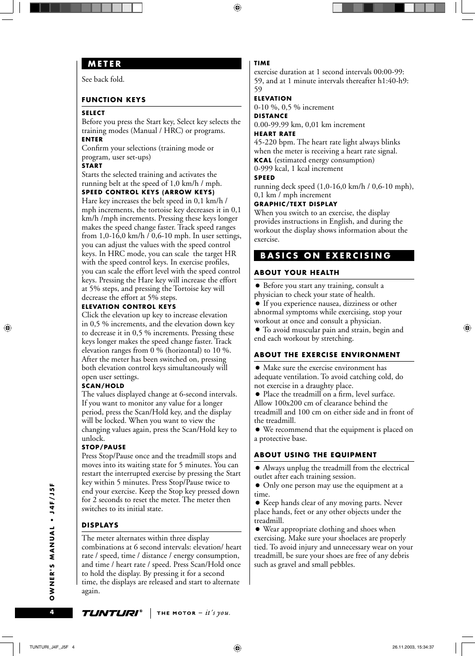 Tunturi J5F User Manual | Page 4 / 16