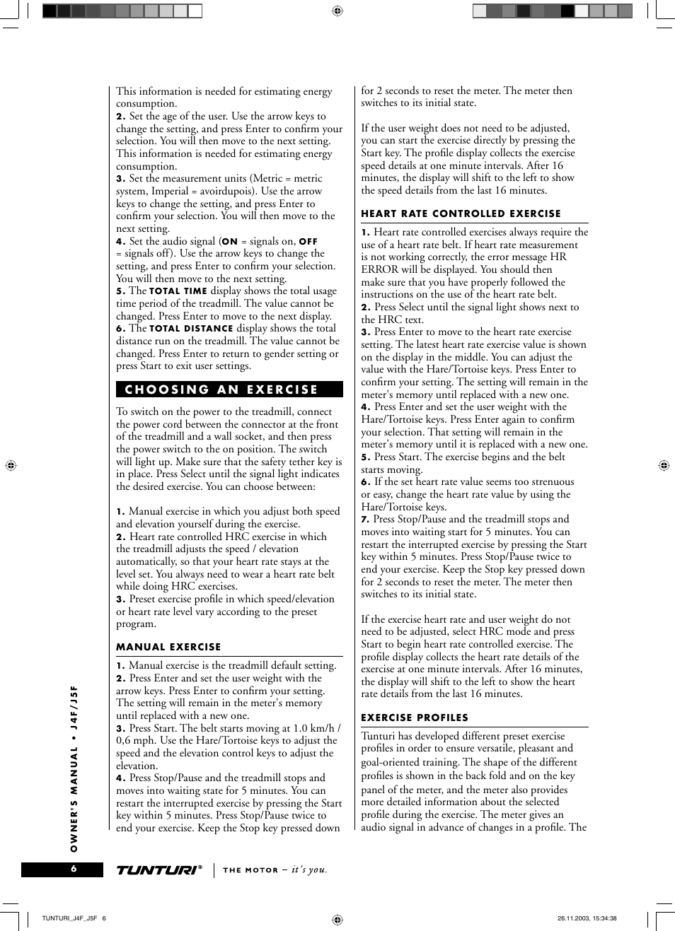 Tunturi J5F User Manual | Page 6 / 16