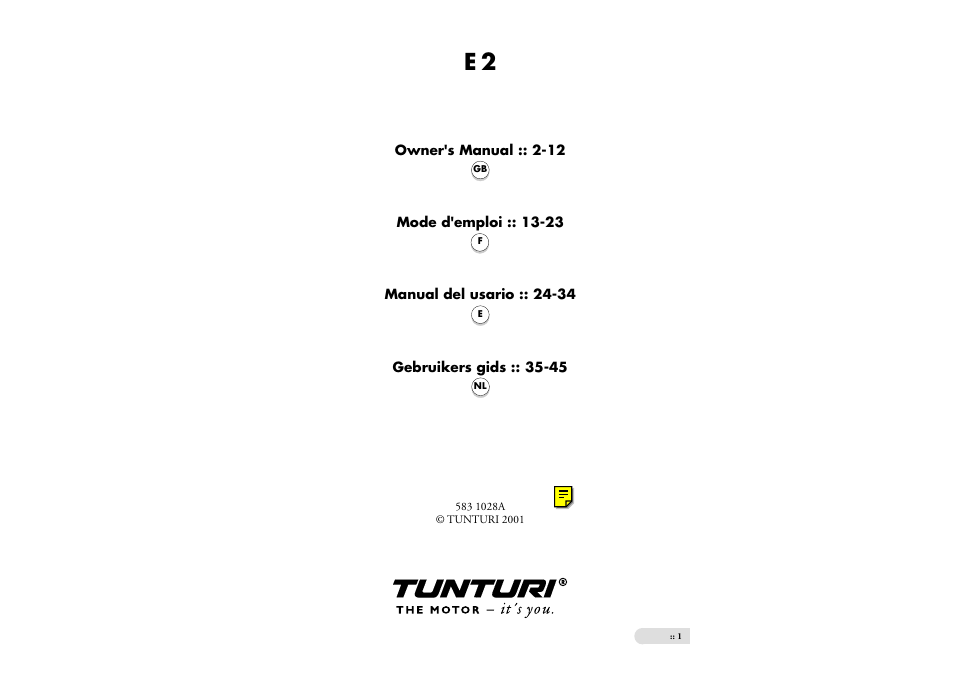 Tunturi E 2 User Manual | 25 pages