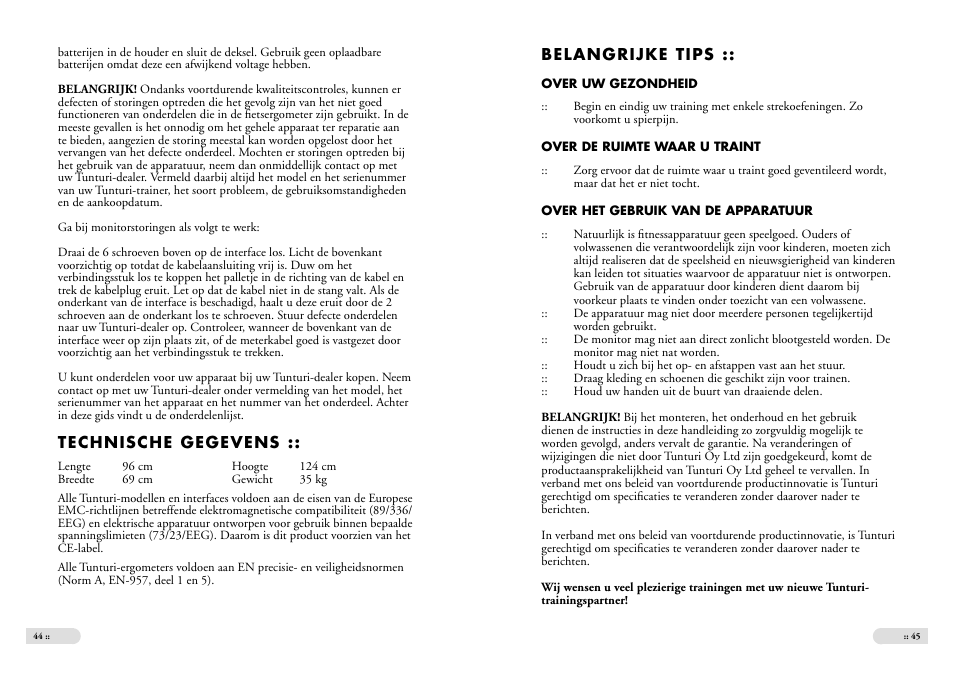 Tunturi E 2 User Manual | Page 23 / 25