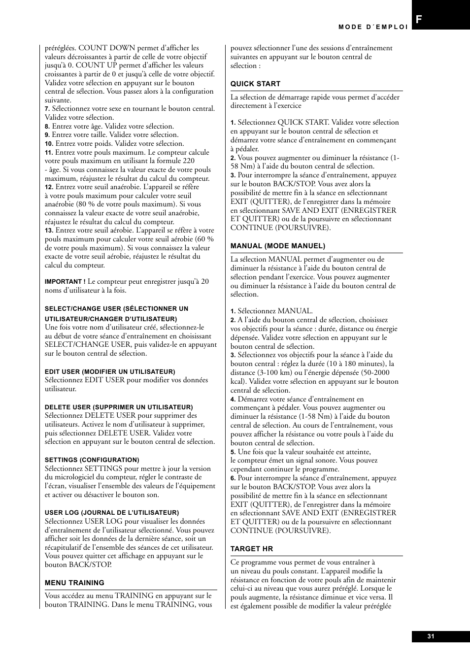 Tunturi E60 User Manual | Page 31 / 92