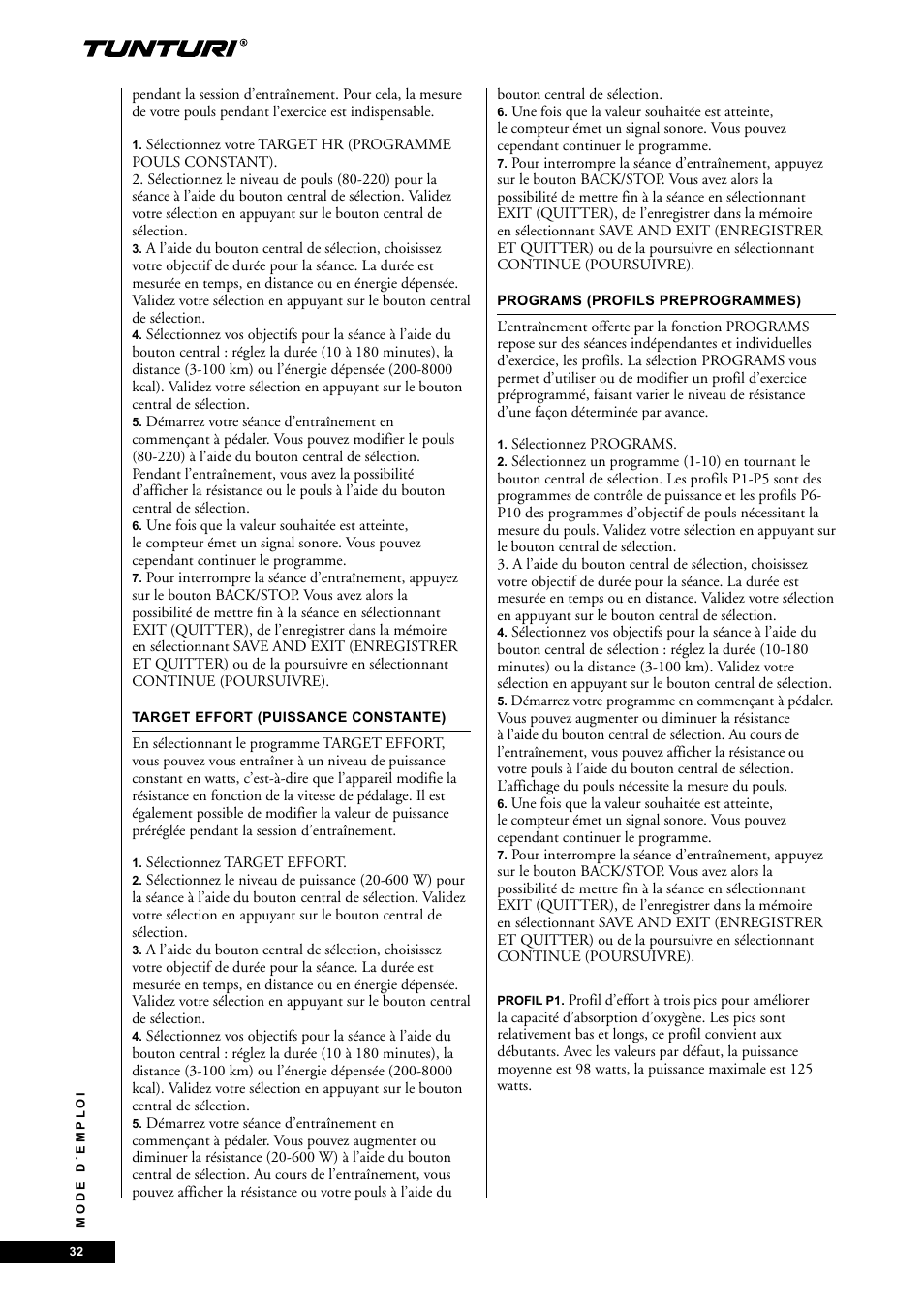 Tunturi E60 User Manual | Page 32 / 92